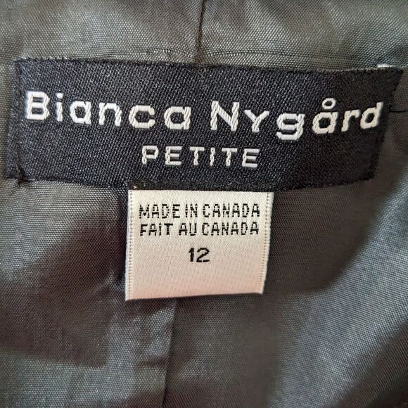 $5 Item! Bianca Nygard Petites 12P Pure New Wool Black Contrast Stitch Jacket - Picture 12 of 13